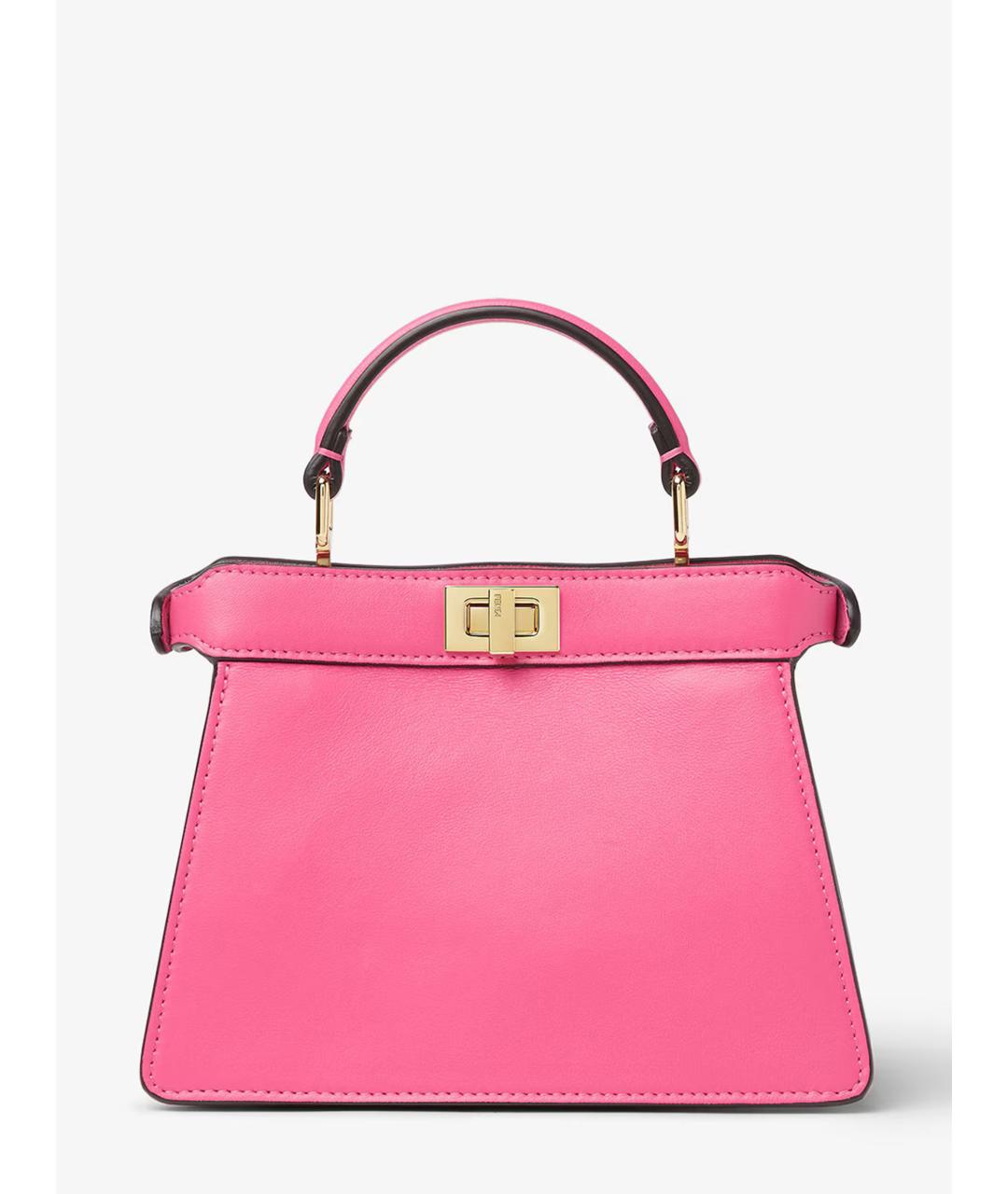 FENDI Розовая кожаная сумка с короткими ручками, фото 4