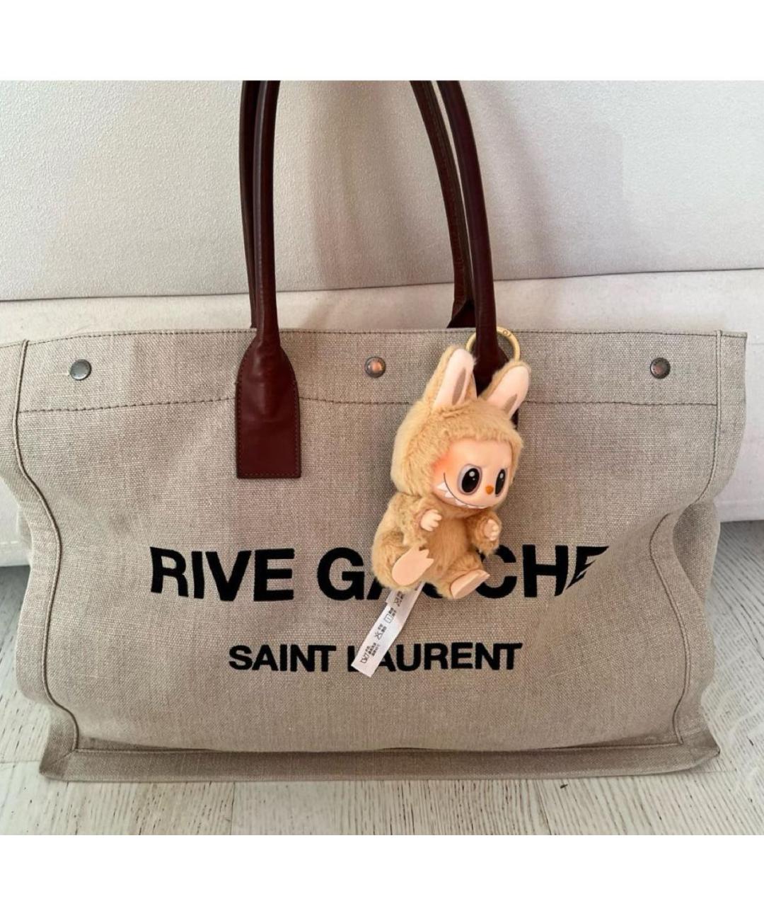 SAINT LAURENT Бежевая льняная сумка тоут, фото 2