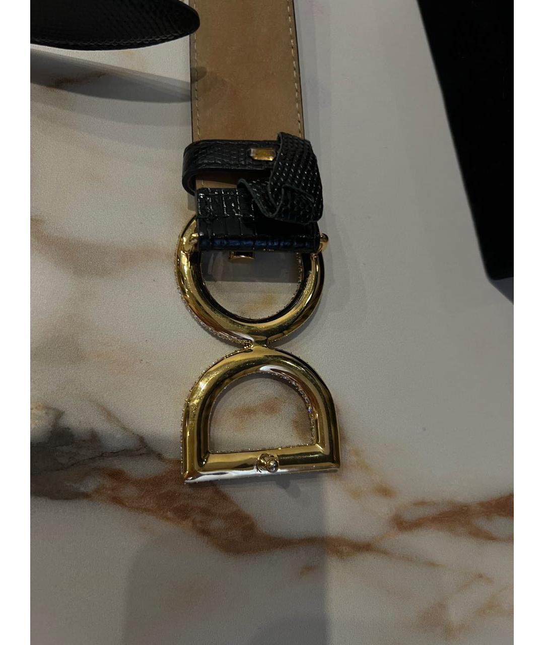 DOLCE&GABBANA Черный кожаный ремень, фото 2
