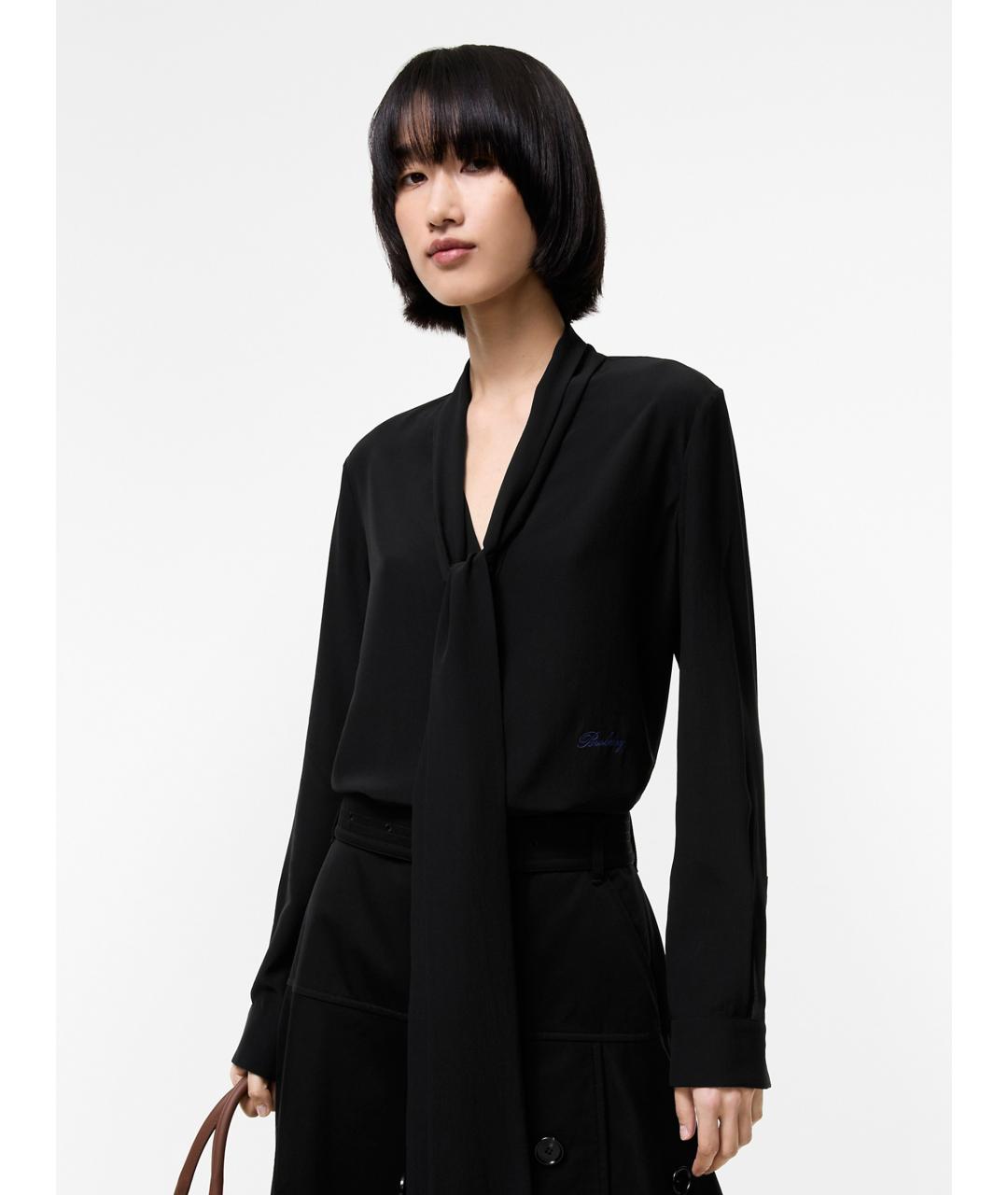 BURBERRY Черная шелковая блузы, фото 2