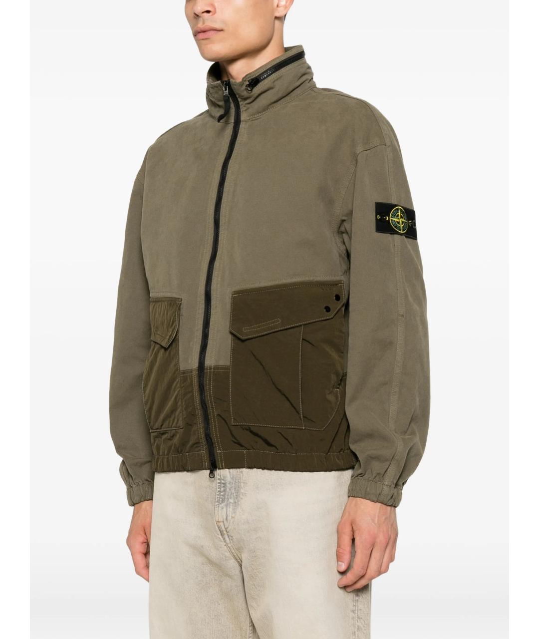 STONE ISLAND Зеленая хлопковая куртка, фото 3