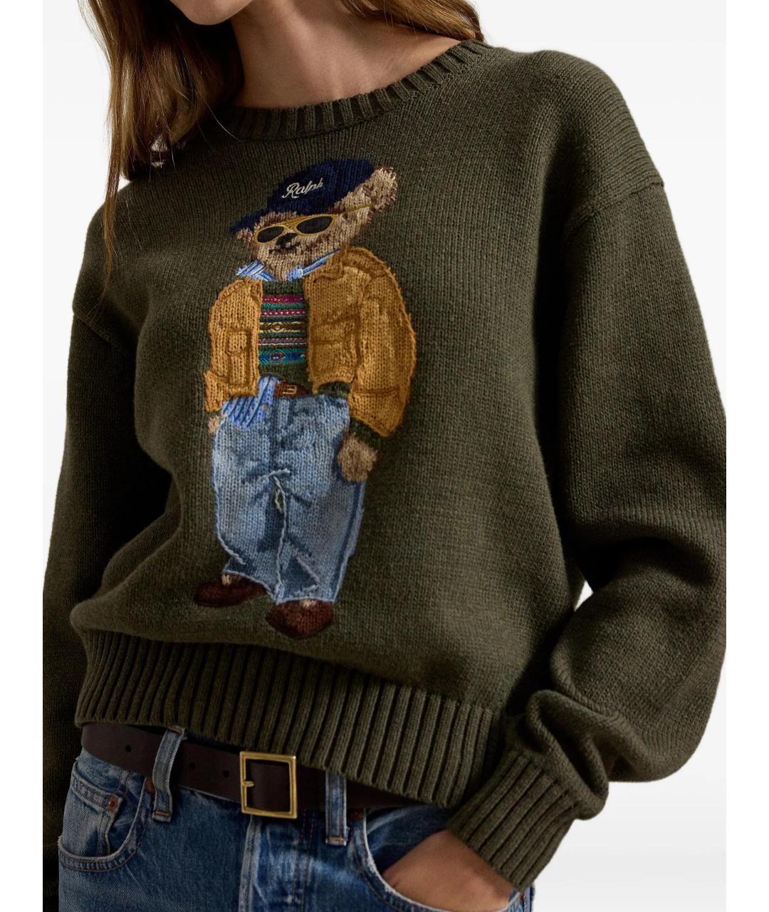 POLO RALPH LAUREN Зеленый хлопковый джемпер / свитер, фото 5
