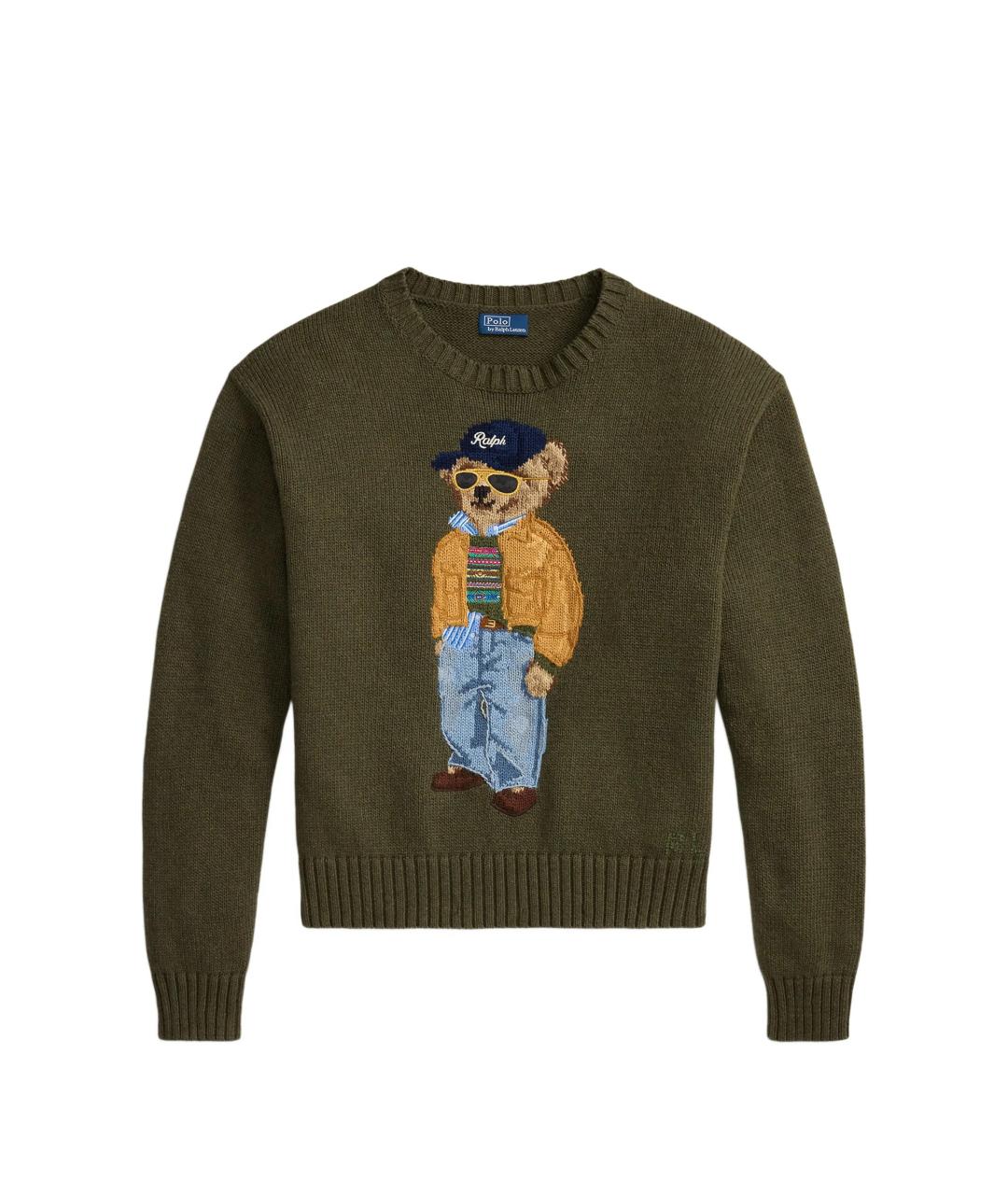 POLO RALPH LAUREN Зеленый хлопковый джемпер / свитер, фото 1