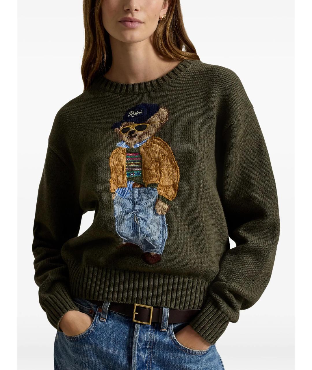 POLO RALPH LAUREN Зеленый хлопковый джемпер / свитер, фото 3