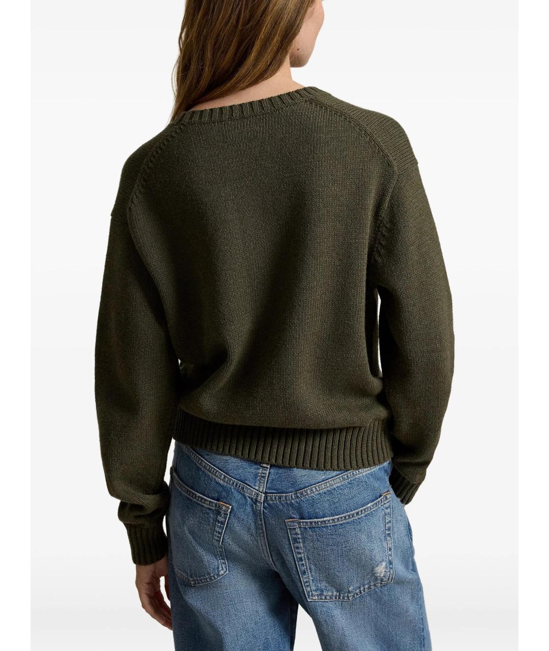 POLO RALPH LAUREN Зеленый хлопковый джемпер / свитер, фото 4