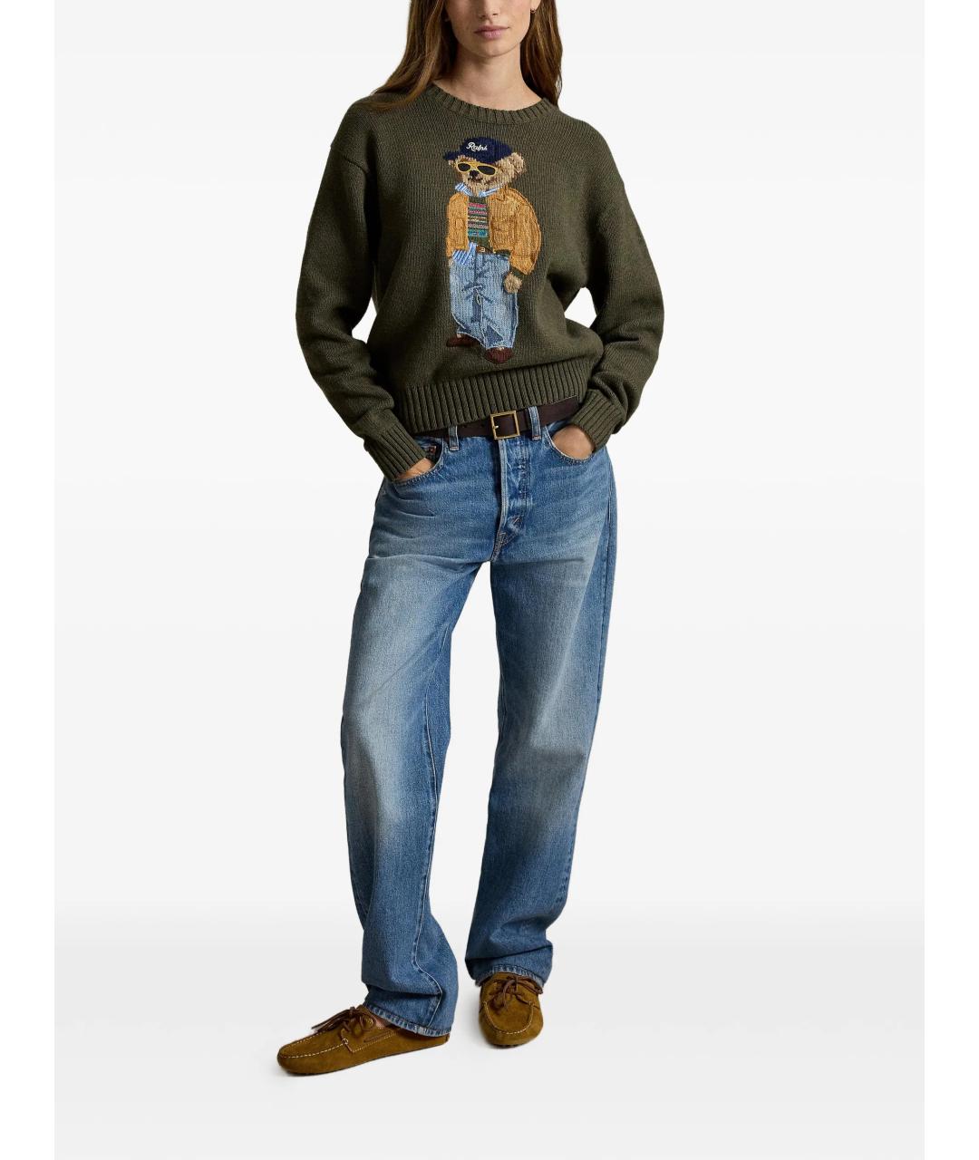 POLO RALPH LAUREN Зеленый хлопковый джемпер / свитер, фото 2