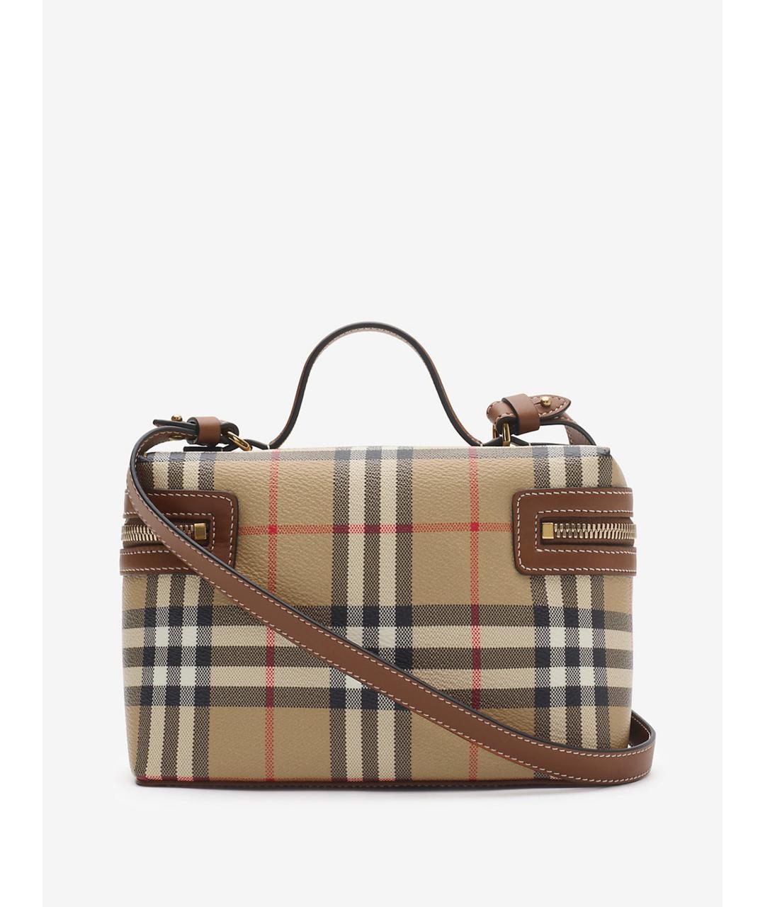 BURBERRY Бежевая синтетическая сумка с короткими ручками, фото 5