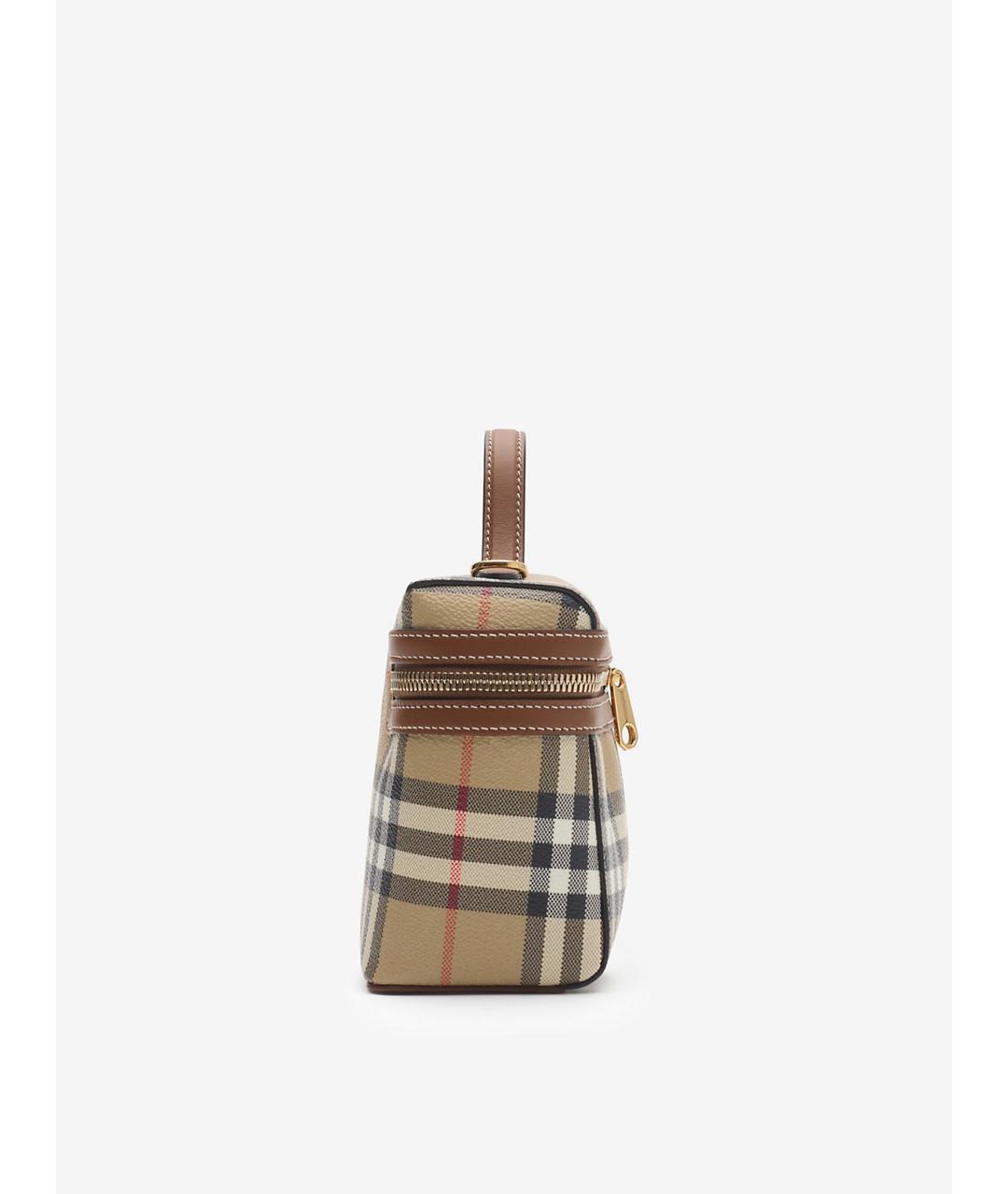 BURBERRY Бежевая синтетическая сумка с короткими ручками, фото 4