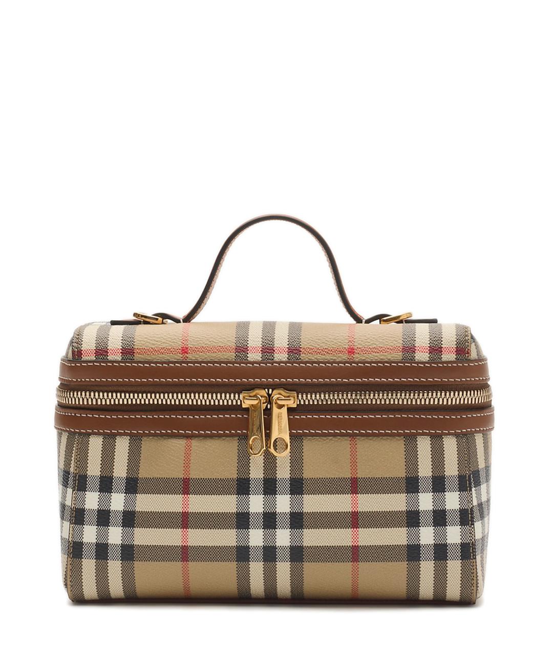 BURBERRY Бежевая синтетическая сумка с короткими ручками, фото 1