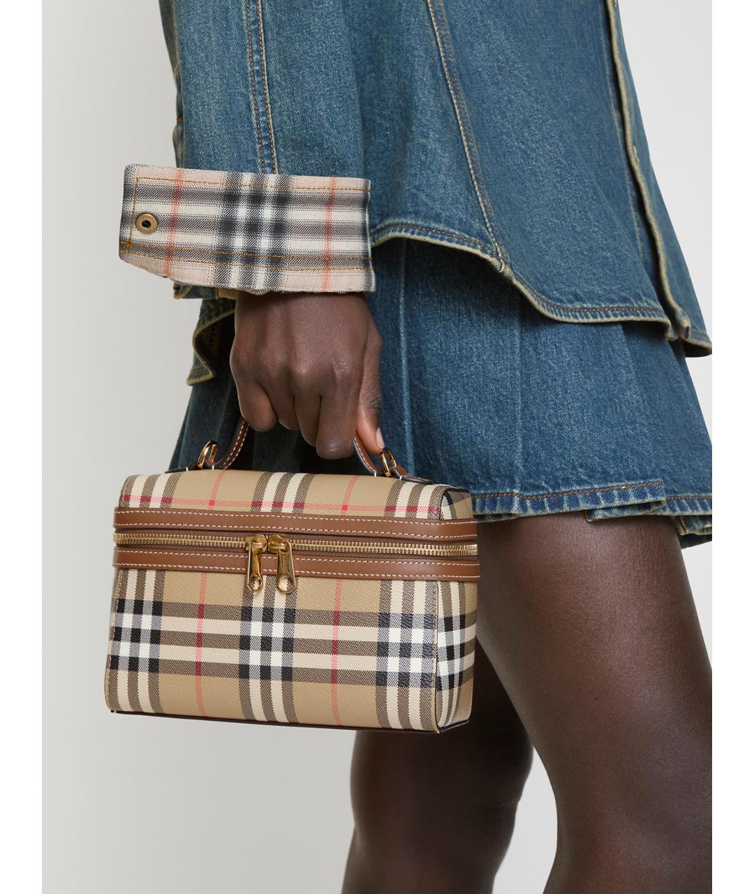 BURBERRY Бежевая синтетическая сумка с короткими ручками, фото 3