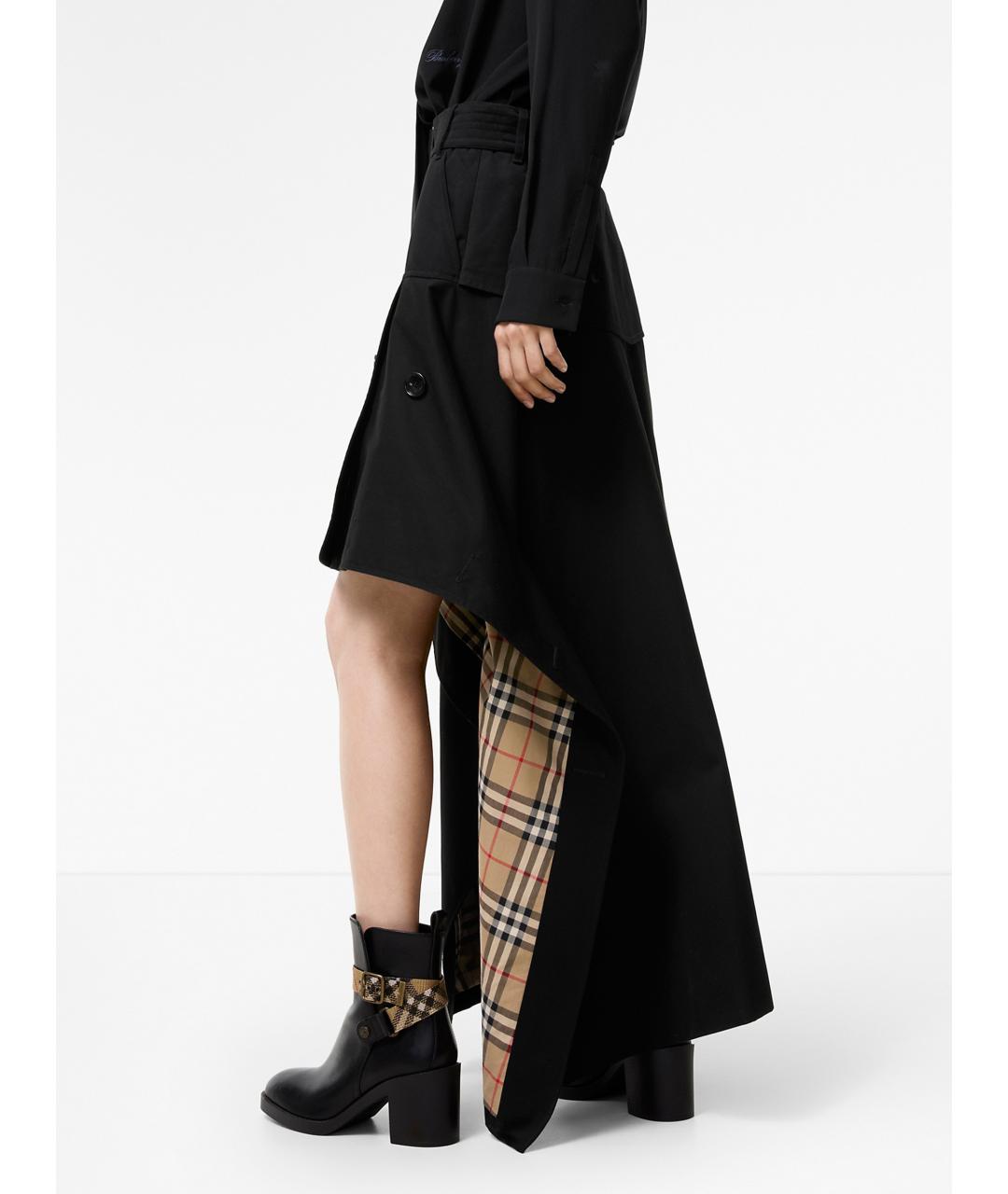 BURBERRY Черная хлопковая юбка миди, фото 3