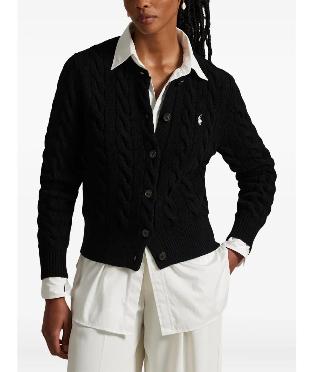 POLO RALPH LAUREN Черный шерстяной кардиган, фото 3