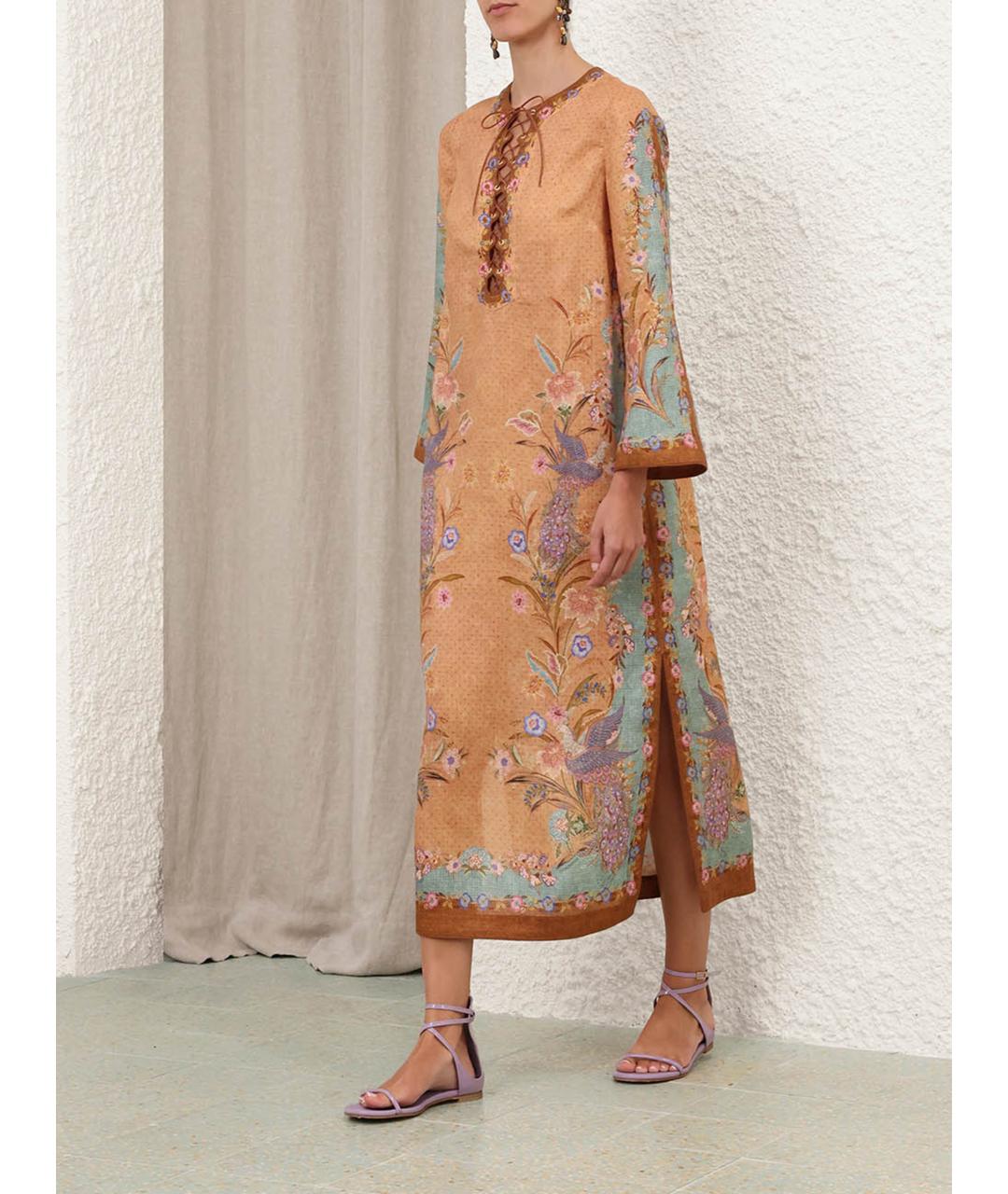 ZIMMERMANN Бежевое льняное повседневное платье, фото 8