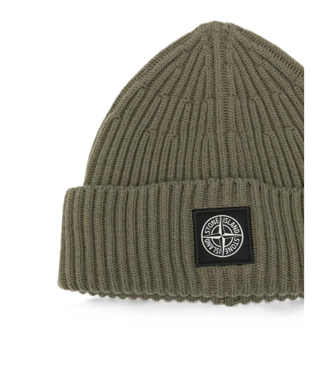 STONE ISLAND Зеленая шерстяная шапка, фото 3