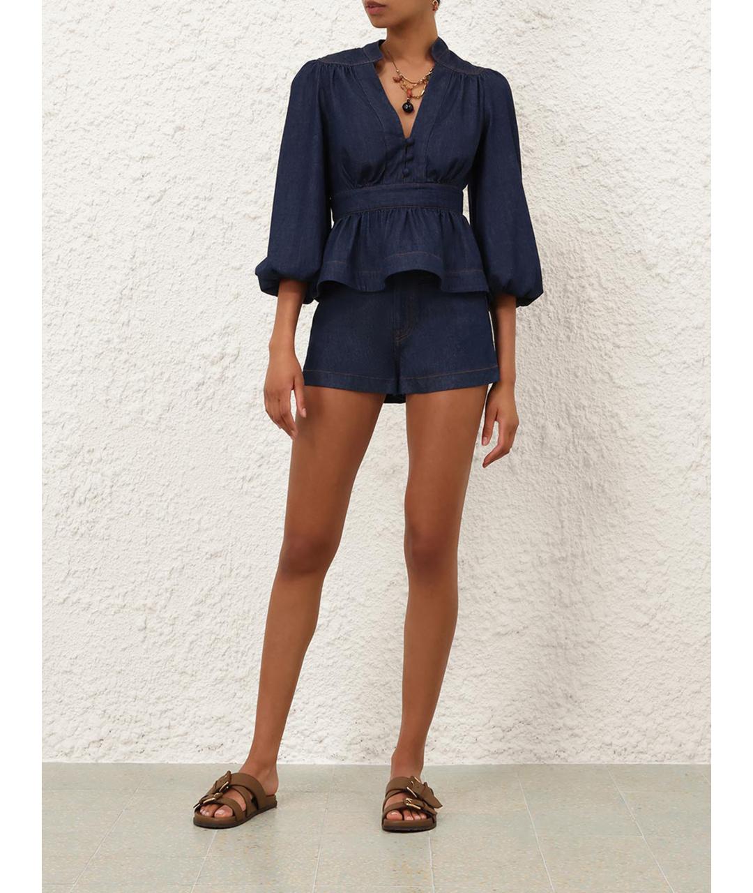 ZIMMERMANN Синие хлопковые шорты, фото 7