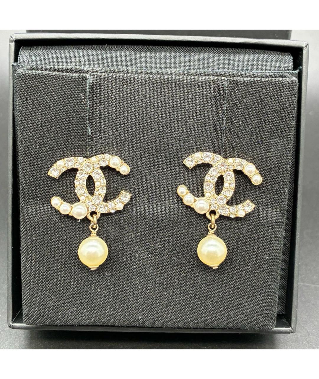 CHANEL Белые металлические серьги, фото 6