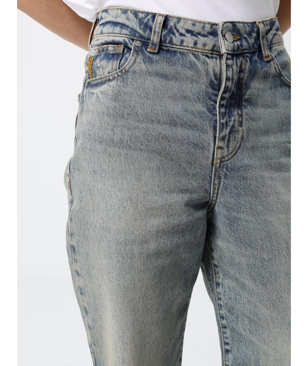ARMANI JEANS Голубые хлопковые прямые джинсы, фото 3