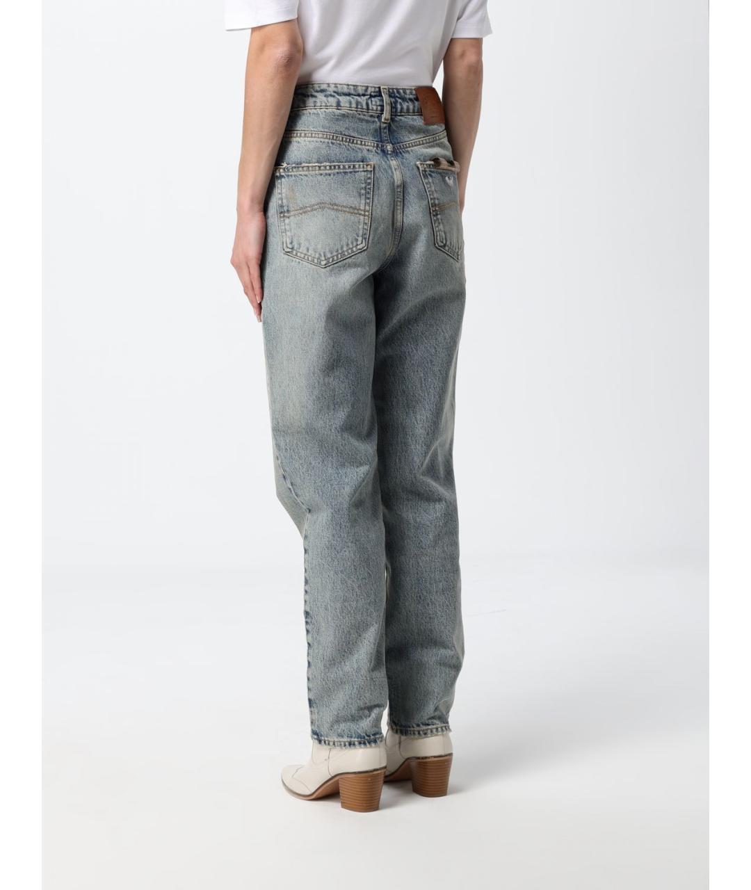 ARMANI JEANS Голубые хлопковые прямые джинсы, фото 2