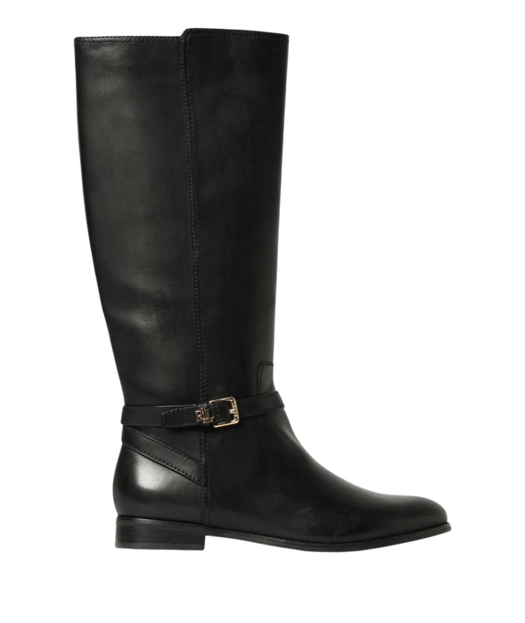 RALPH LAUREN Черные кожаные сапоги, фото 1
