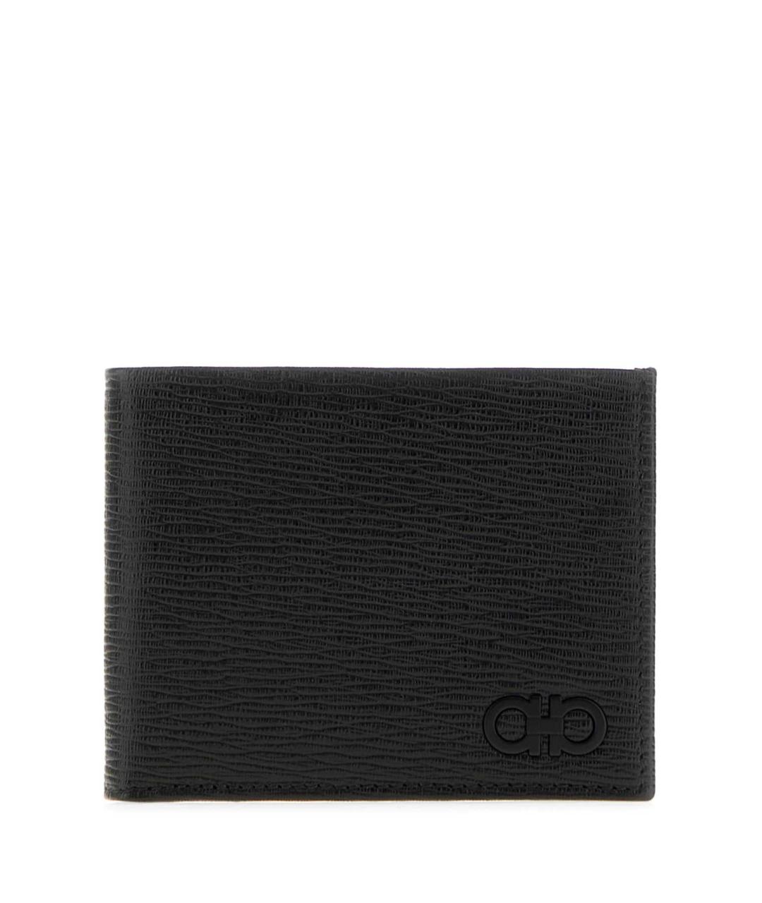 FERRAGAMO Черный кожаный кошелек, фото 1