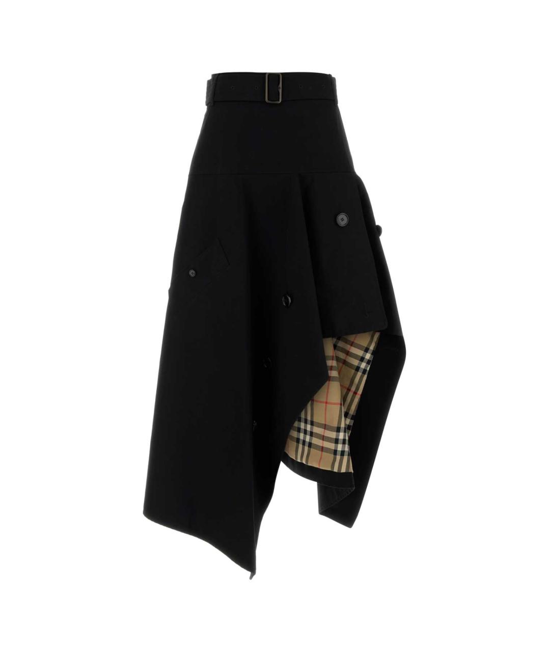 BURBERRY Черная хлопковая юбка миди, фото 1