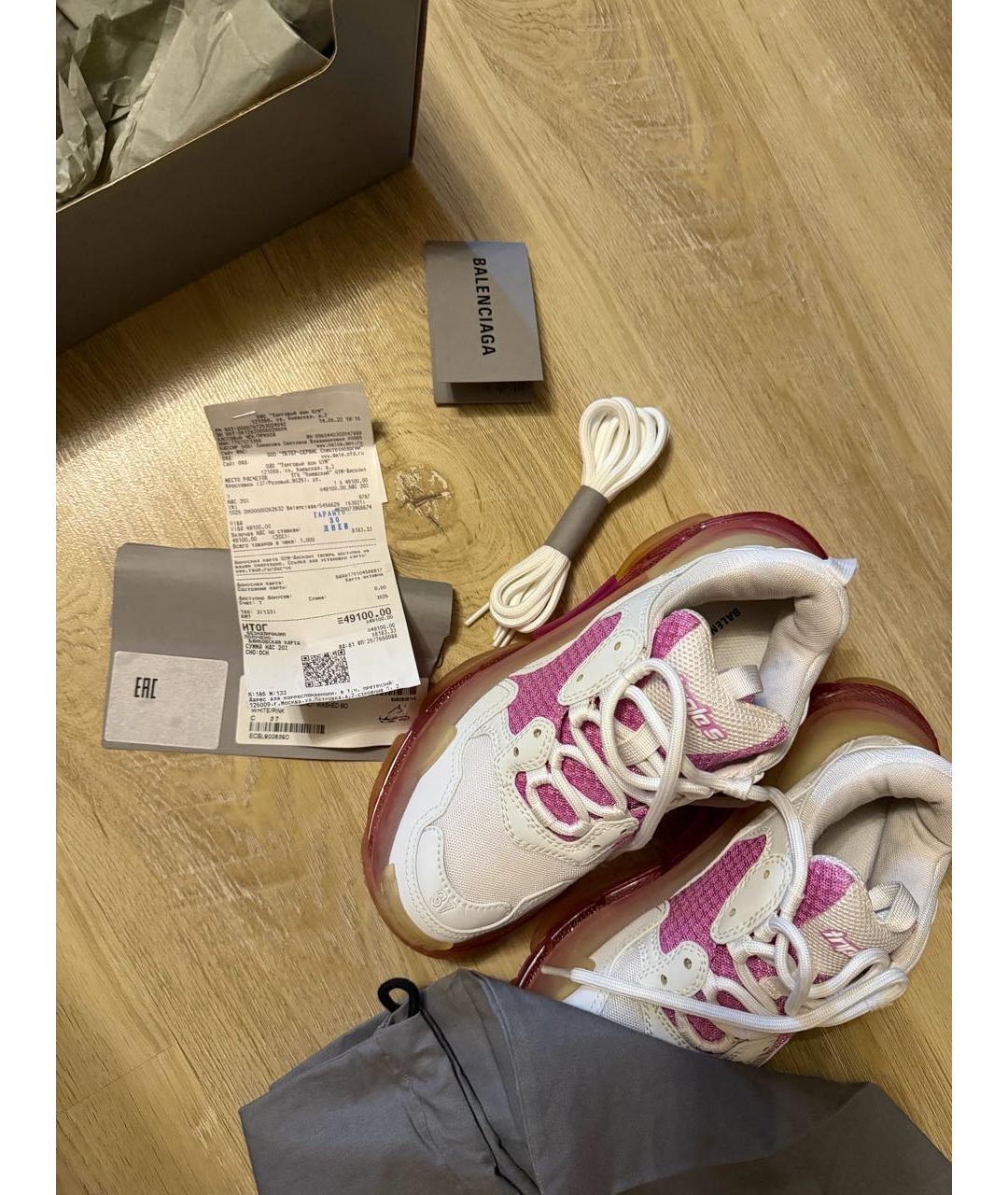 BALENCIAGA Розовые кожаные кроссовки, фото 8