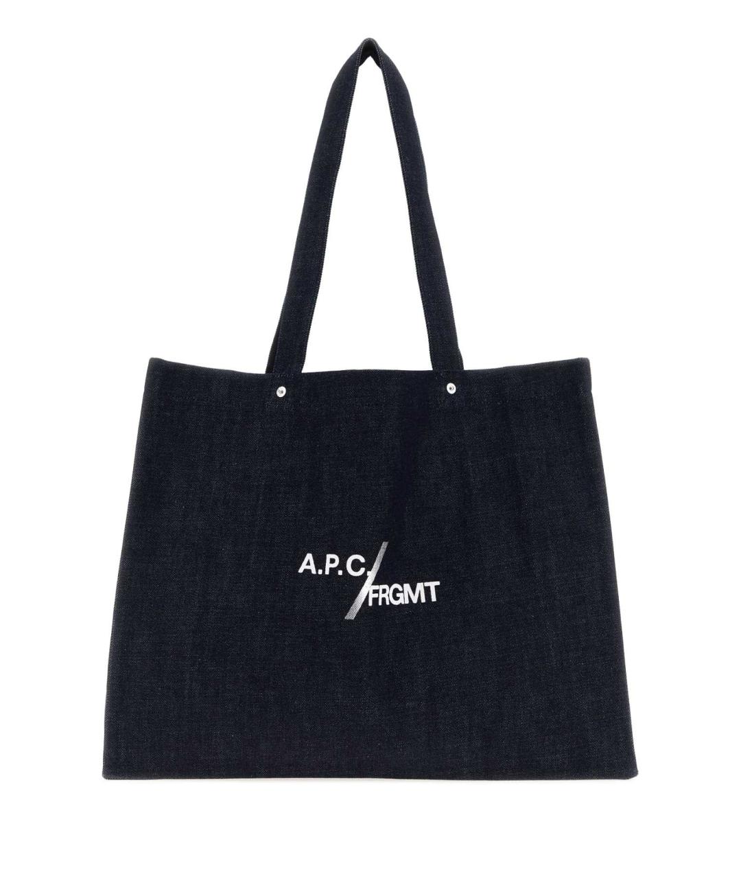 A.P.C. Темно-синяя хлопковая сумка тоут, фото 1