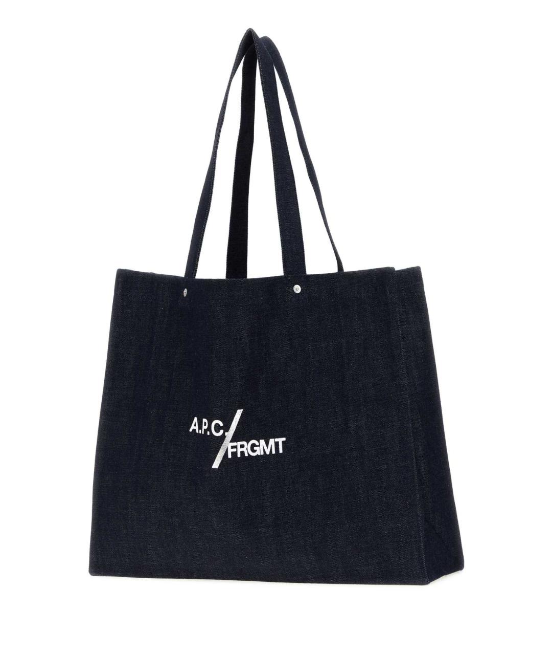 A.P.C. Темно-синяя хлопковая сумка тоут, фото 2