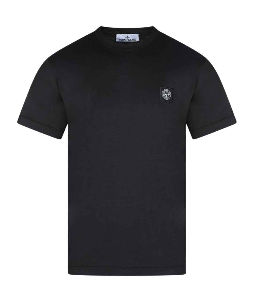 STONE ISLAND Черная хлопковая футболка, фото 1