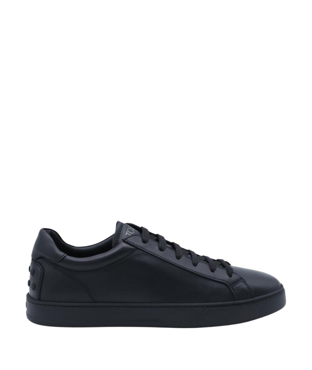 TOD'S Черные кожаные низкие кроссовки / кеды, фото 1