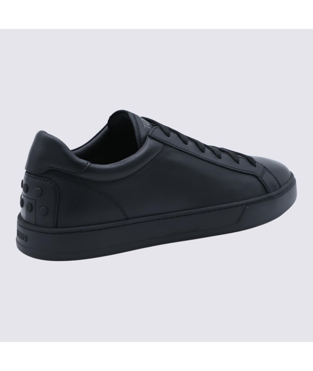 TOD'S Черные кожаные низкие кроссовки / кеды, фото 3