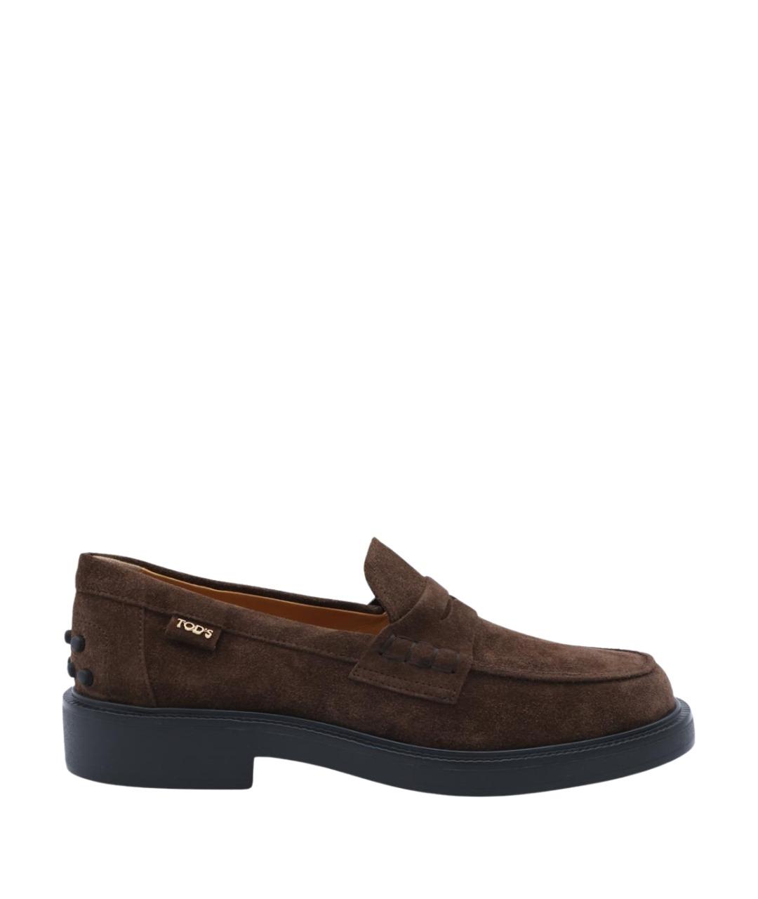 TOD'S Коричневые замшевые лоферы, фото 1