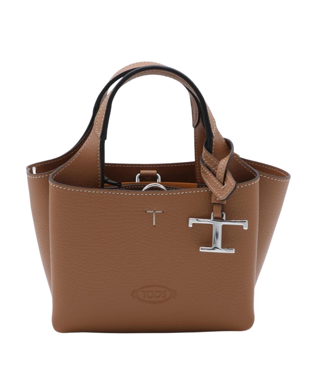 TOD'S Коричневая кожаная сумка тоут, фото 1