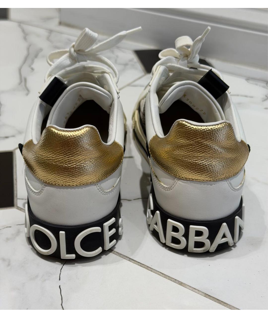 DOLCE&GABBANA Белые кожаные кеды, фото 4