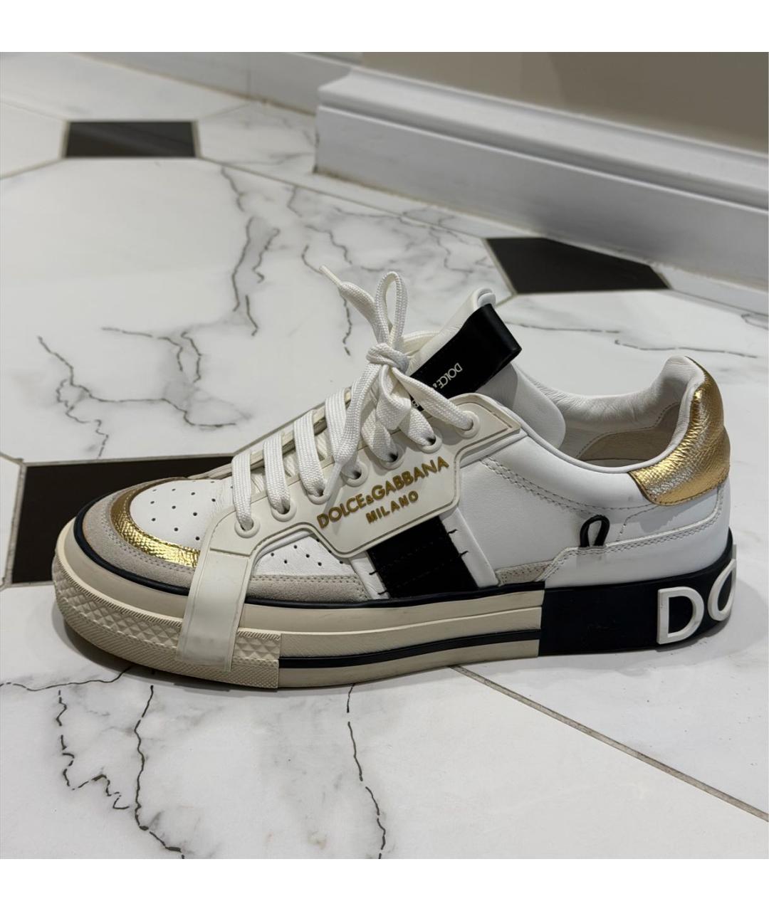 DOLCE&GABBANA Белые кожаные кеды, фото 8