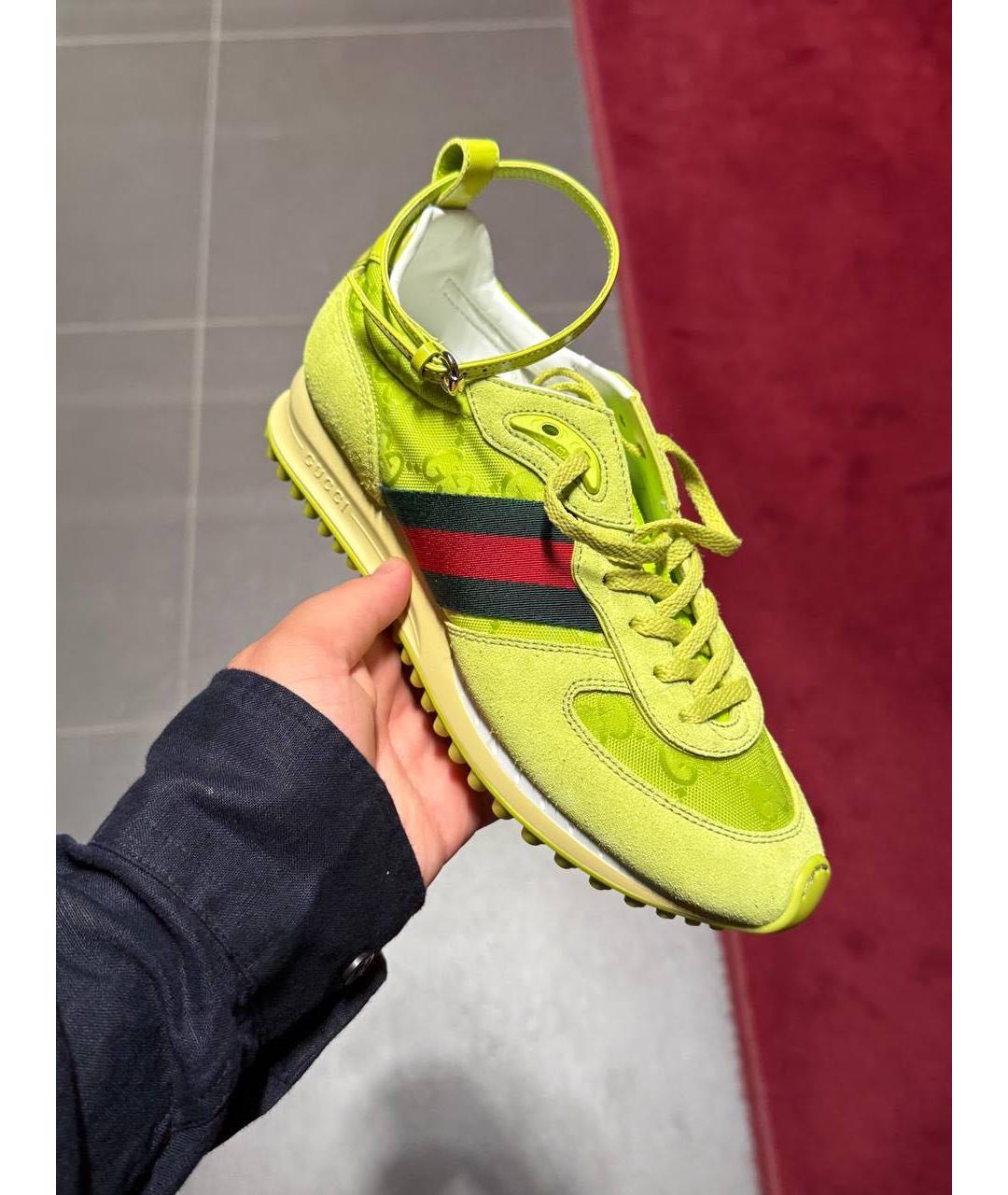 GUCCI Салатовые замшевые кроссовки, фото 4