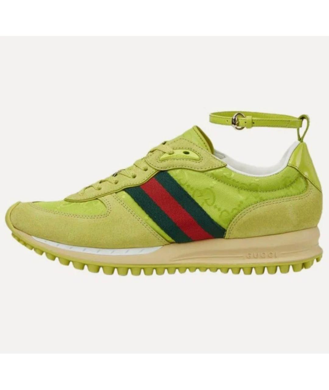 GUCCI Салатовые замшевые кроссовки, фото 5