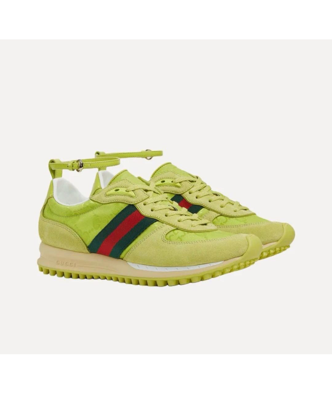 GUCCI Салатовые замшевые кроссовки, фото 2