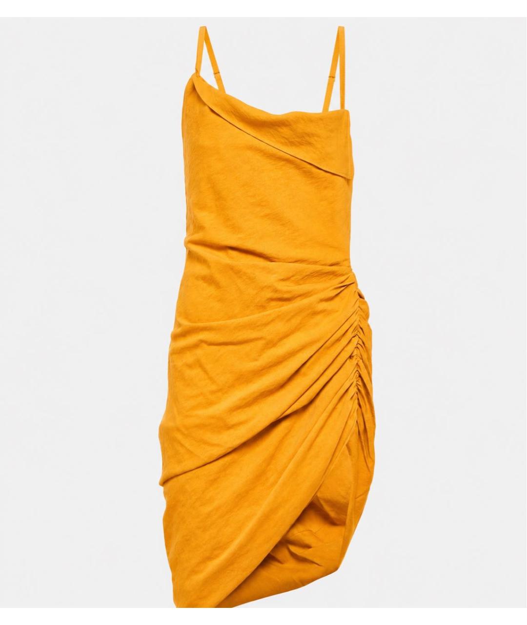 JACQUEMUS Желтое вискозное повседневное платье, фото 9