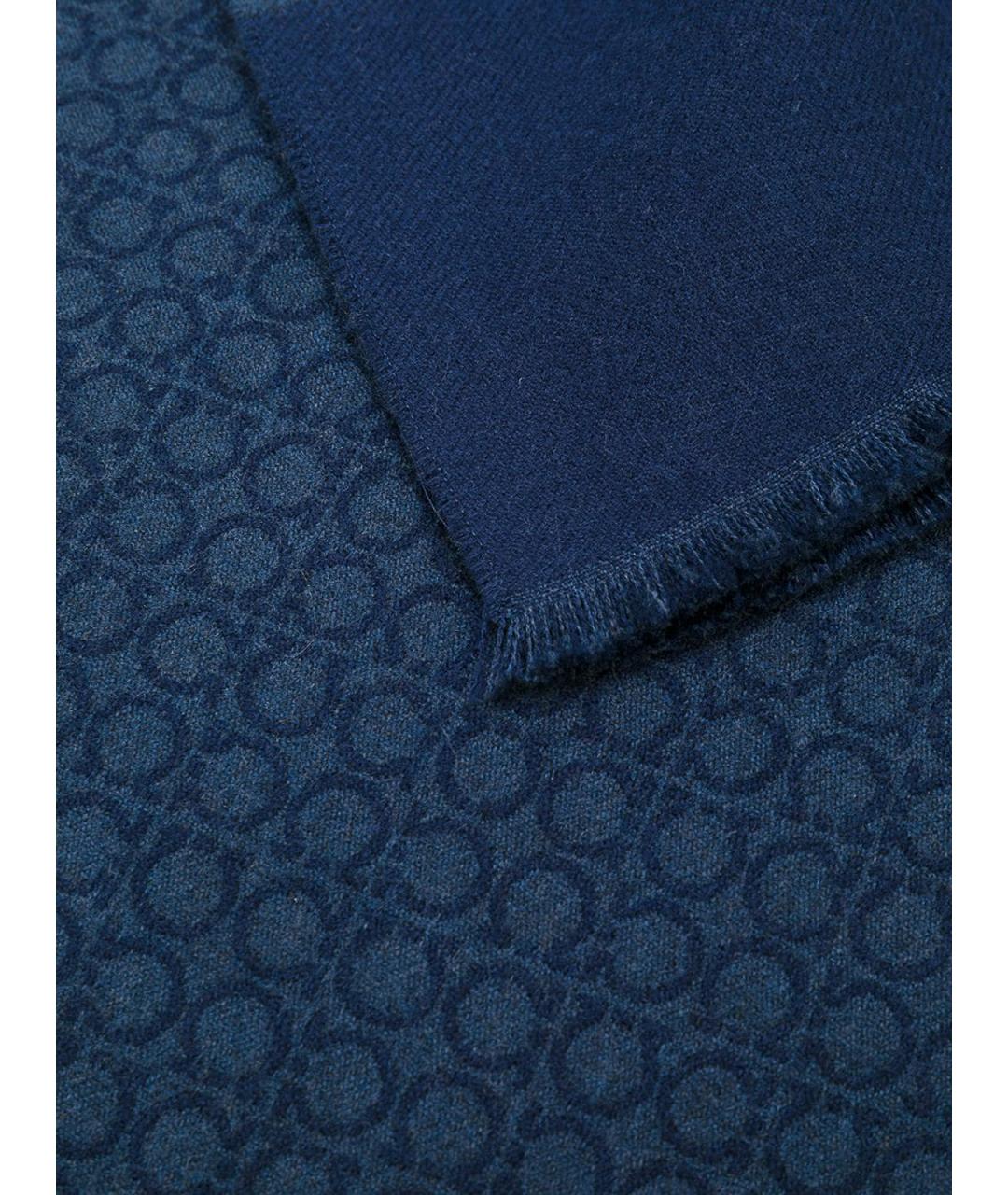 FERRAGAMO Синий шерстяной шарф, фото 3