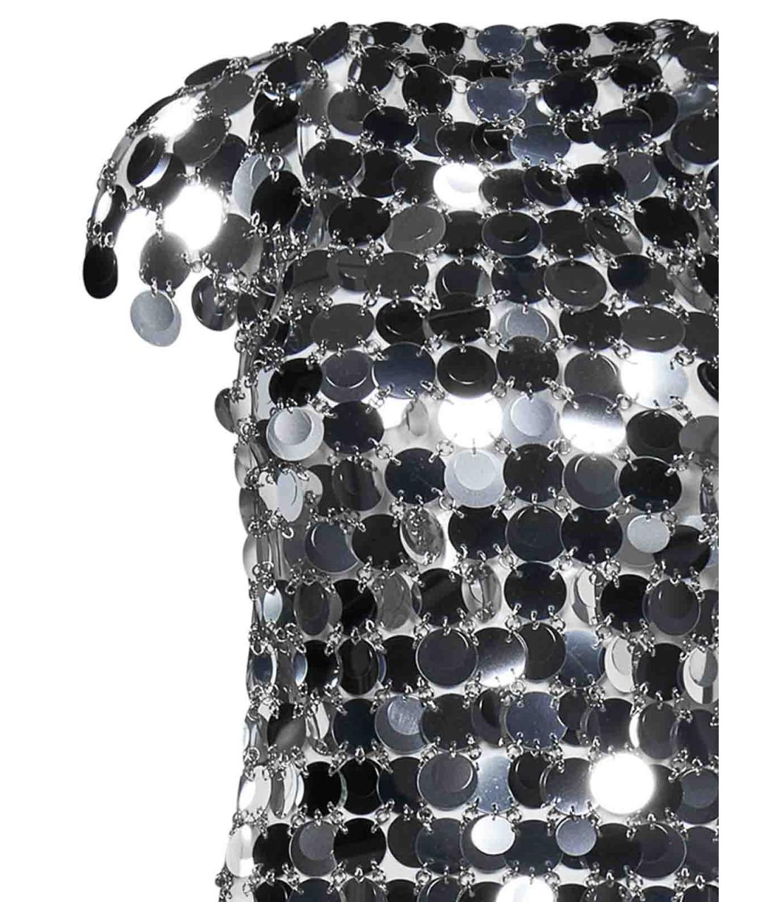PACO RABANNE Серебряное коктейльное платье, фото 3