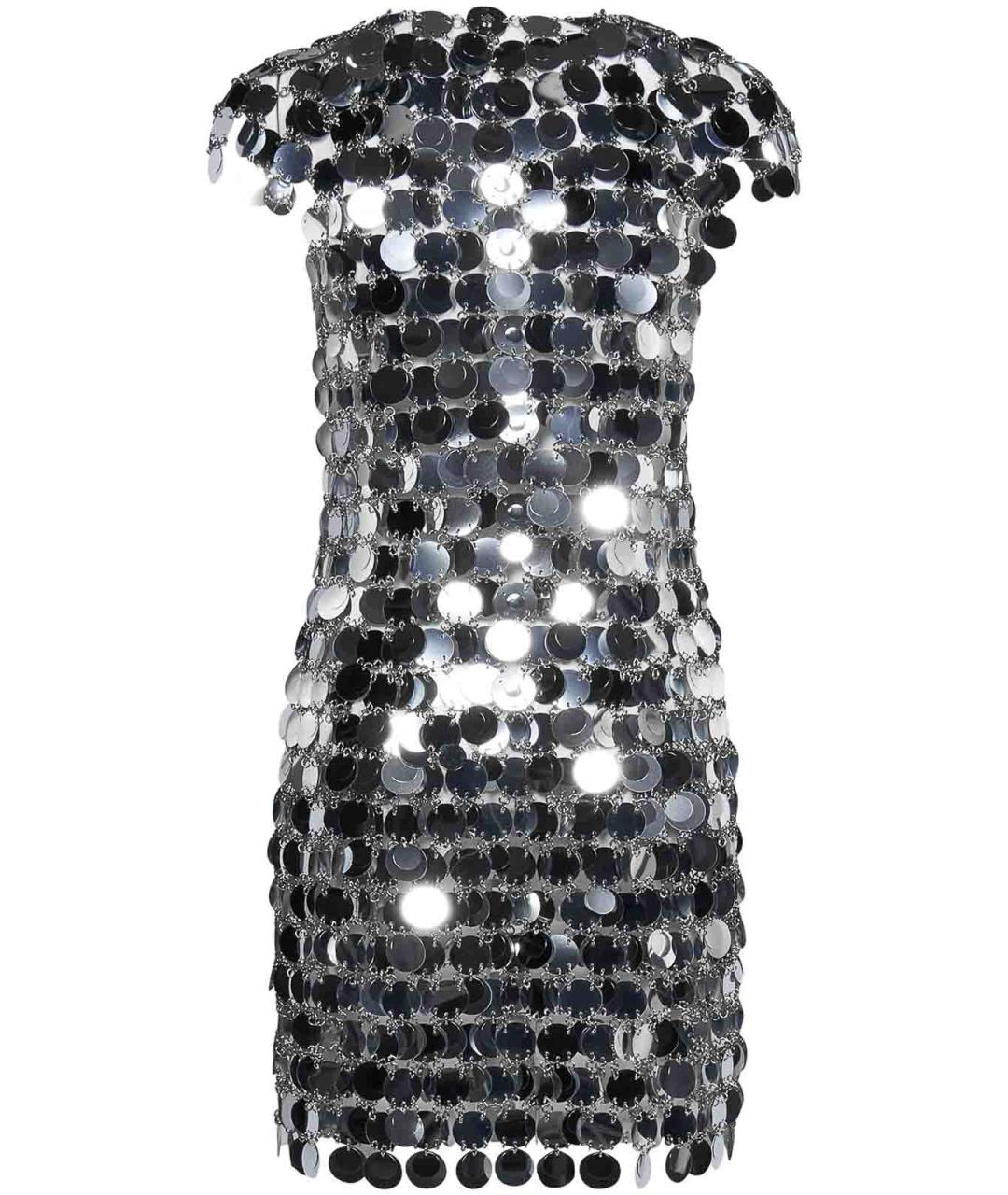 PACO RABANNE Серебряное коктейльное платье, фото 2