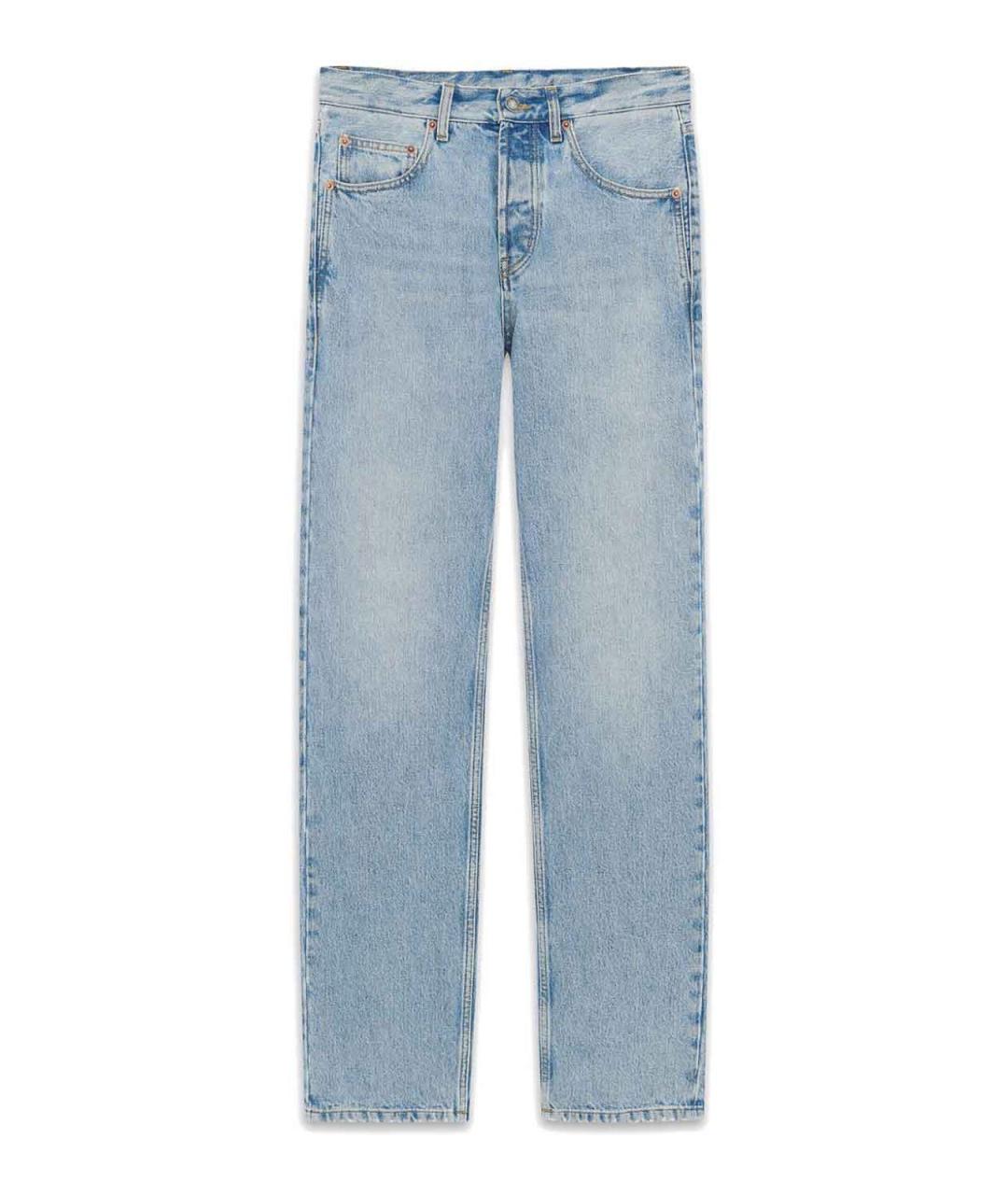 SAINT LAURENT Голубые хлопковые прямые джинсы, фото 1