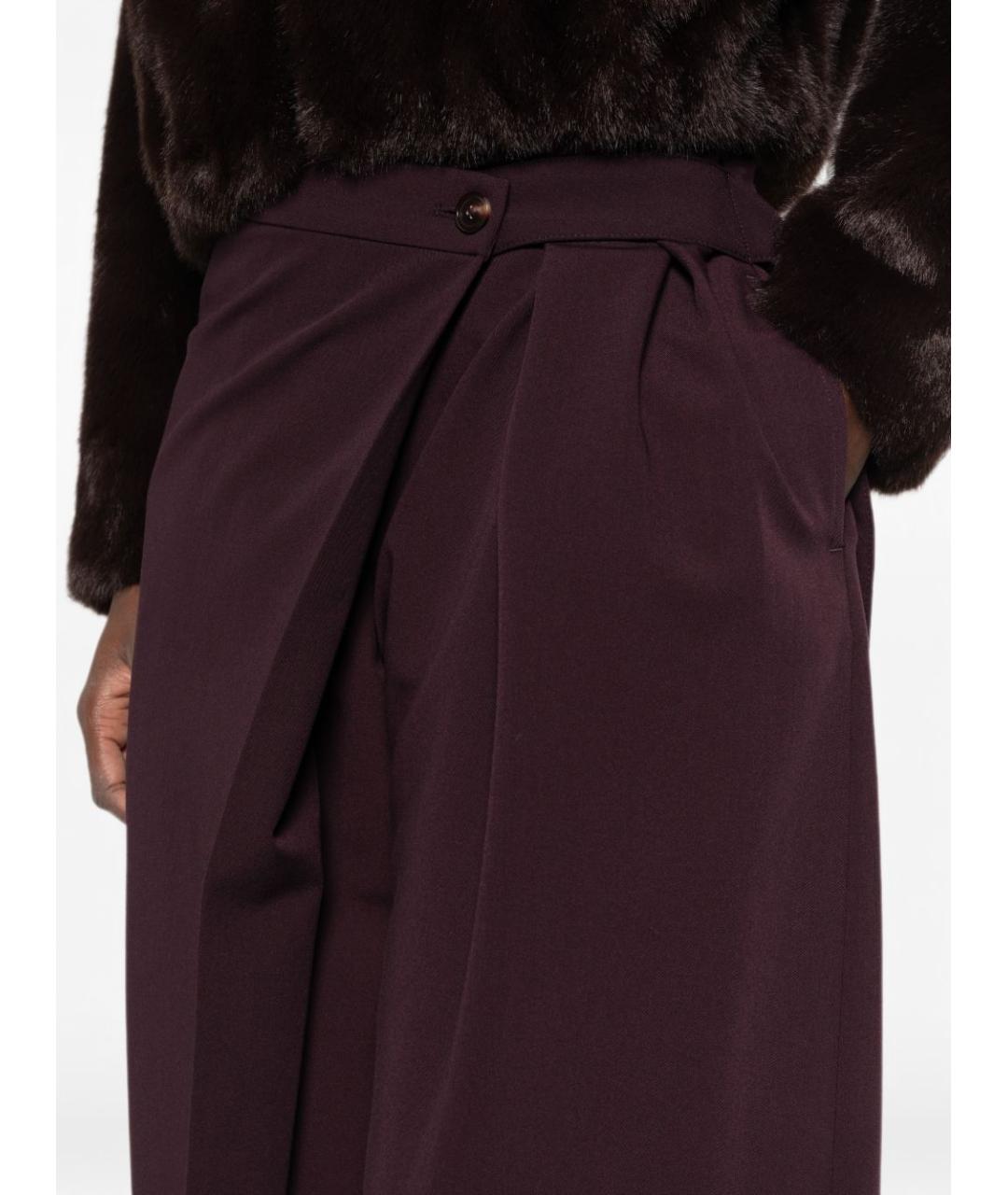 PINKO Бордовые полиэстеровые прямые брюки, фото 4