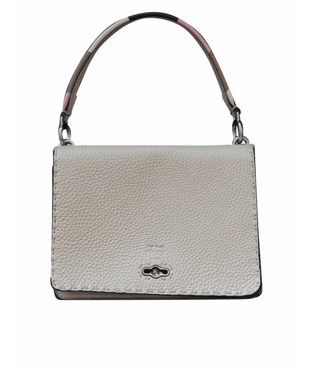 FENDI Бежевая кожаная сумка с короткими ручками, фото 1