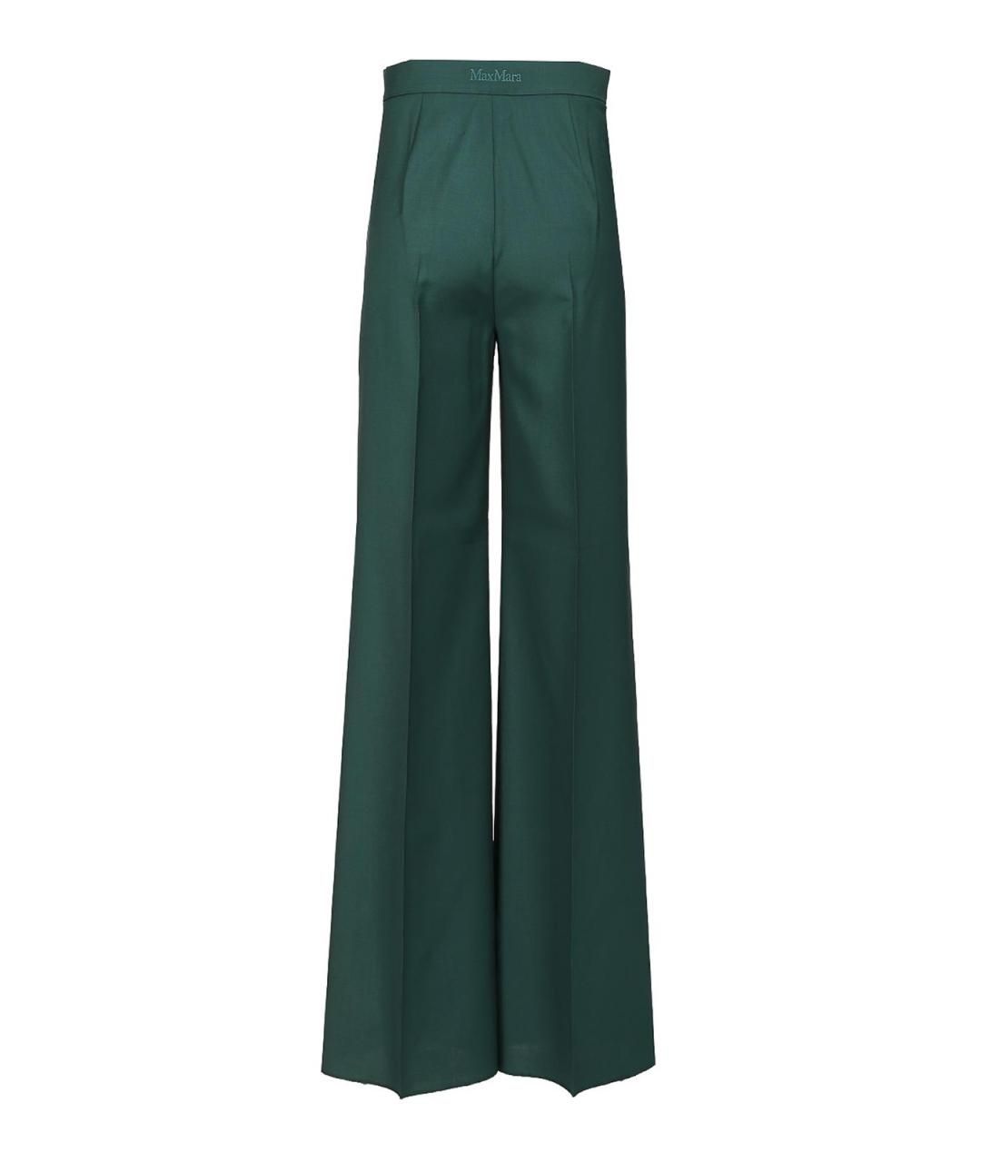 MAX MARA Зеленые шерстяные брюки широкие, фото 2
