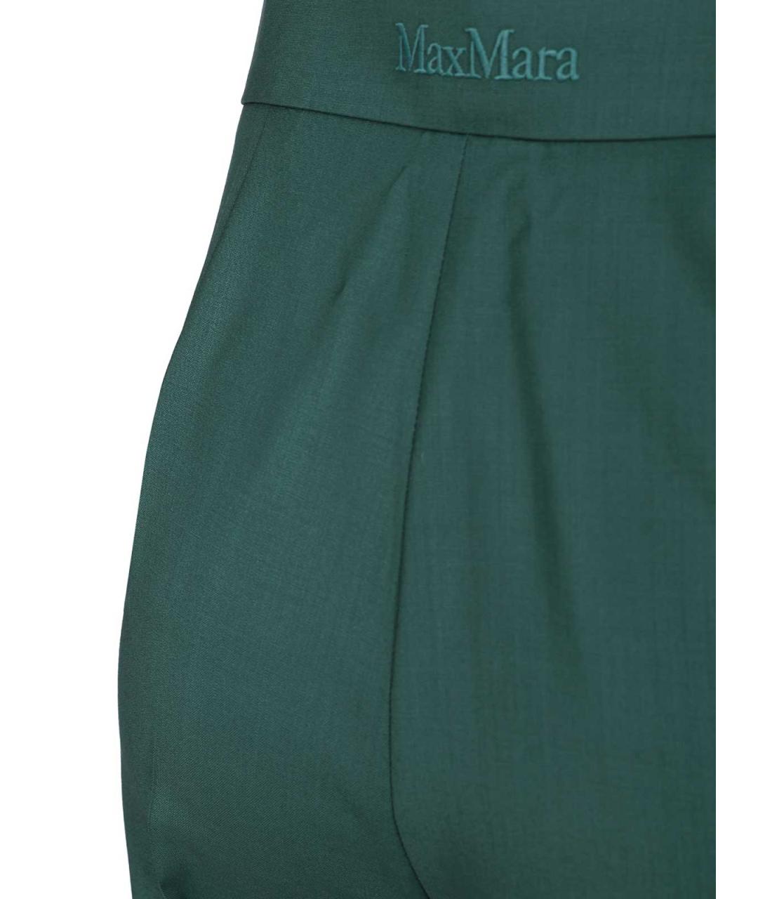 MAX MARA Зеленые шерстяные брюки широкие, фото 5