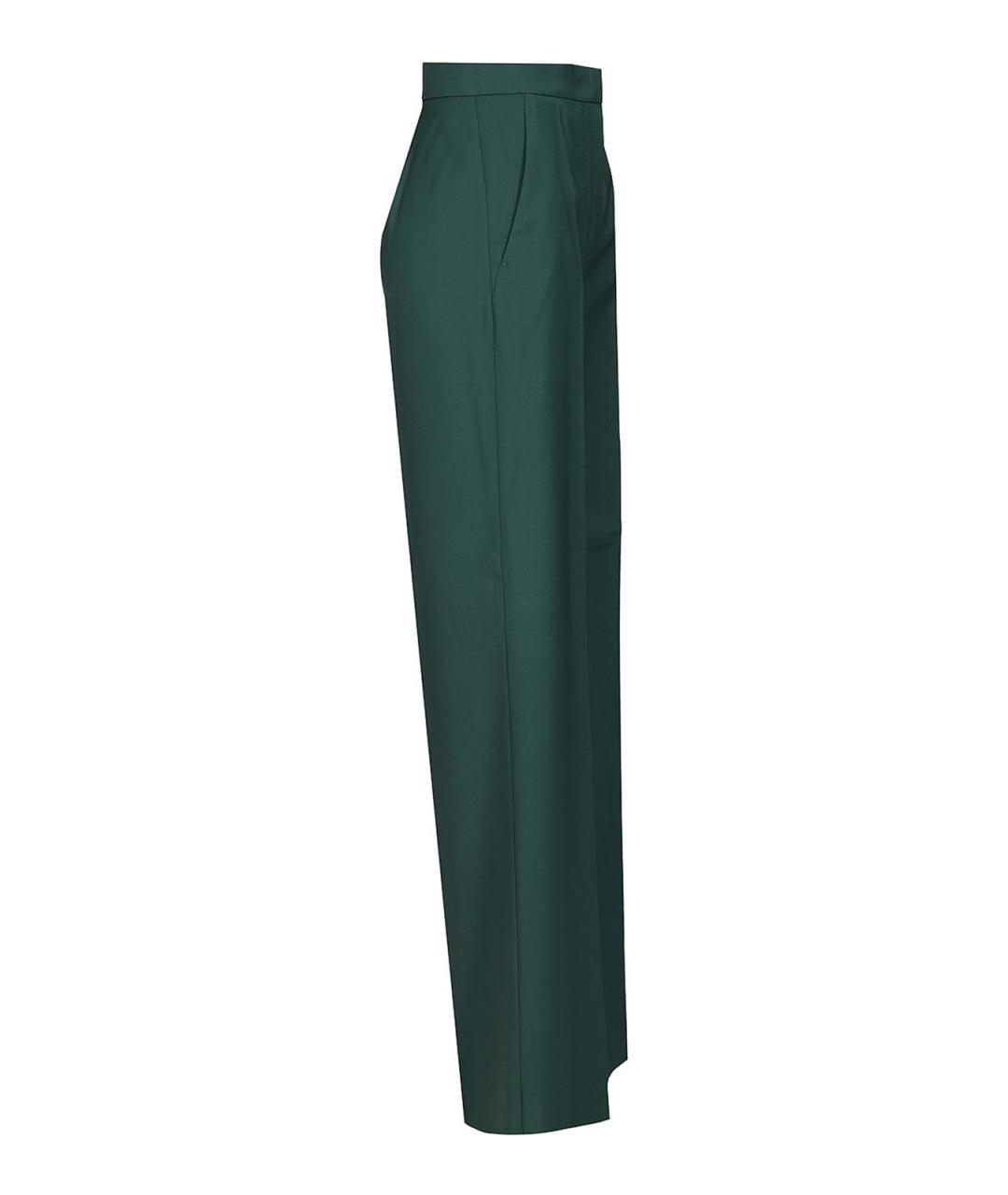 MAX MARA Зеленые шерстяные брюки широкие, фото 3