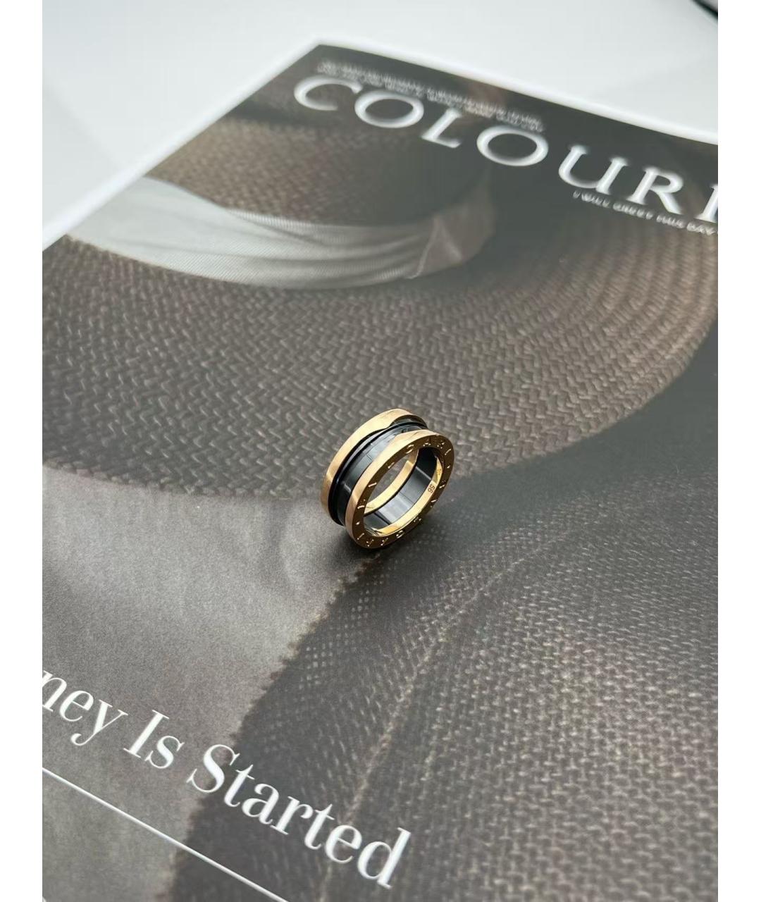 BVLGARI Черное кольцо из розового золота, фото 2