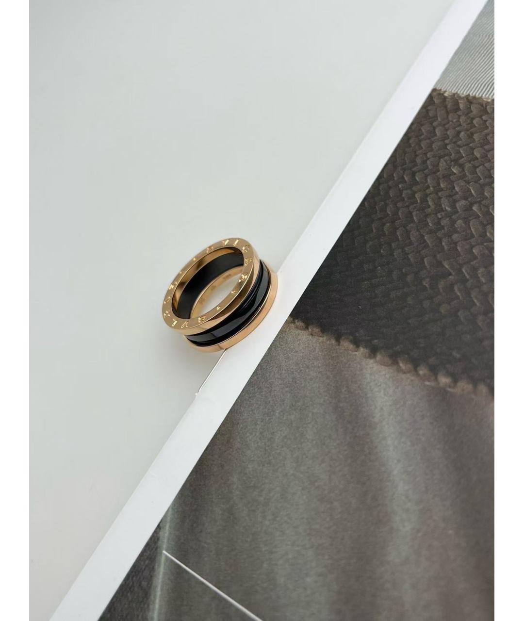 BVLGARI Черное кольцо из розового золота, фото 4